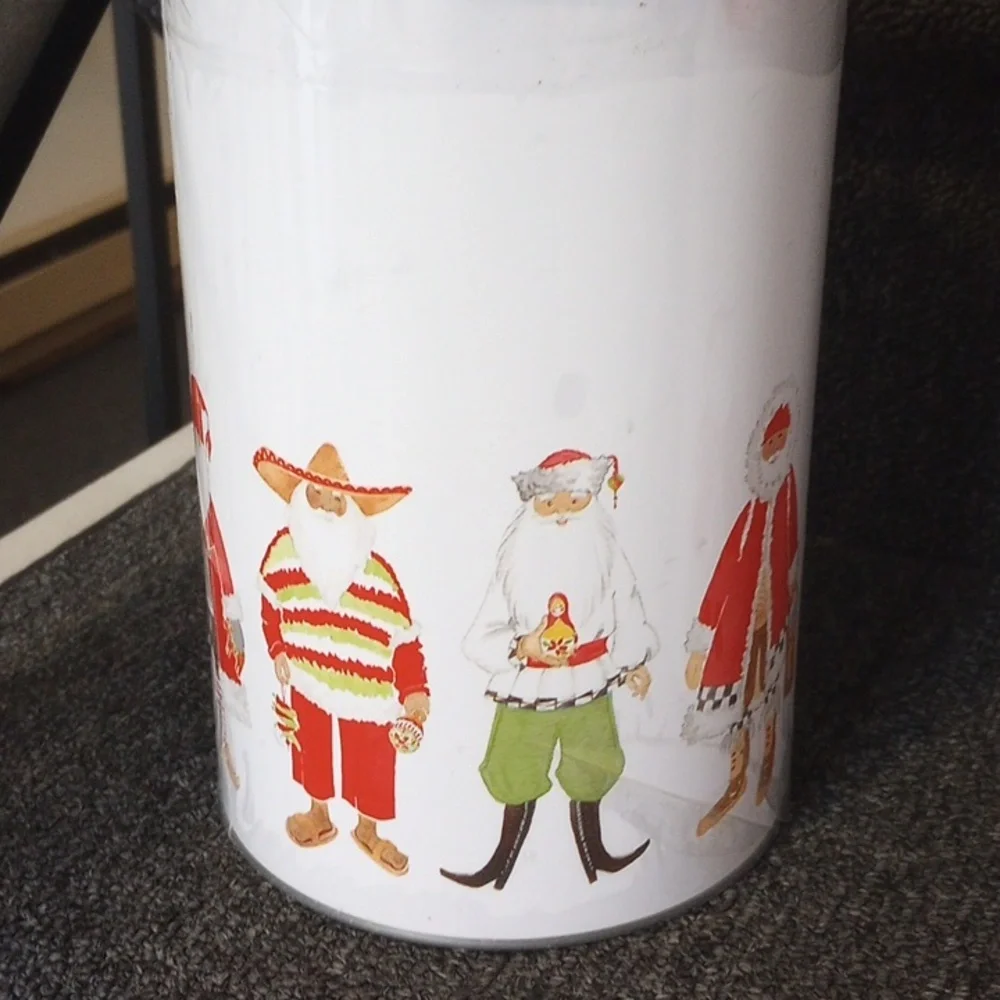 NEW Ikea Snodriva Vintage Metal Round Canister Set, Santa, Christmas Holiday